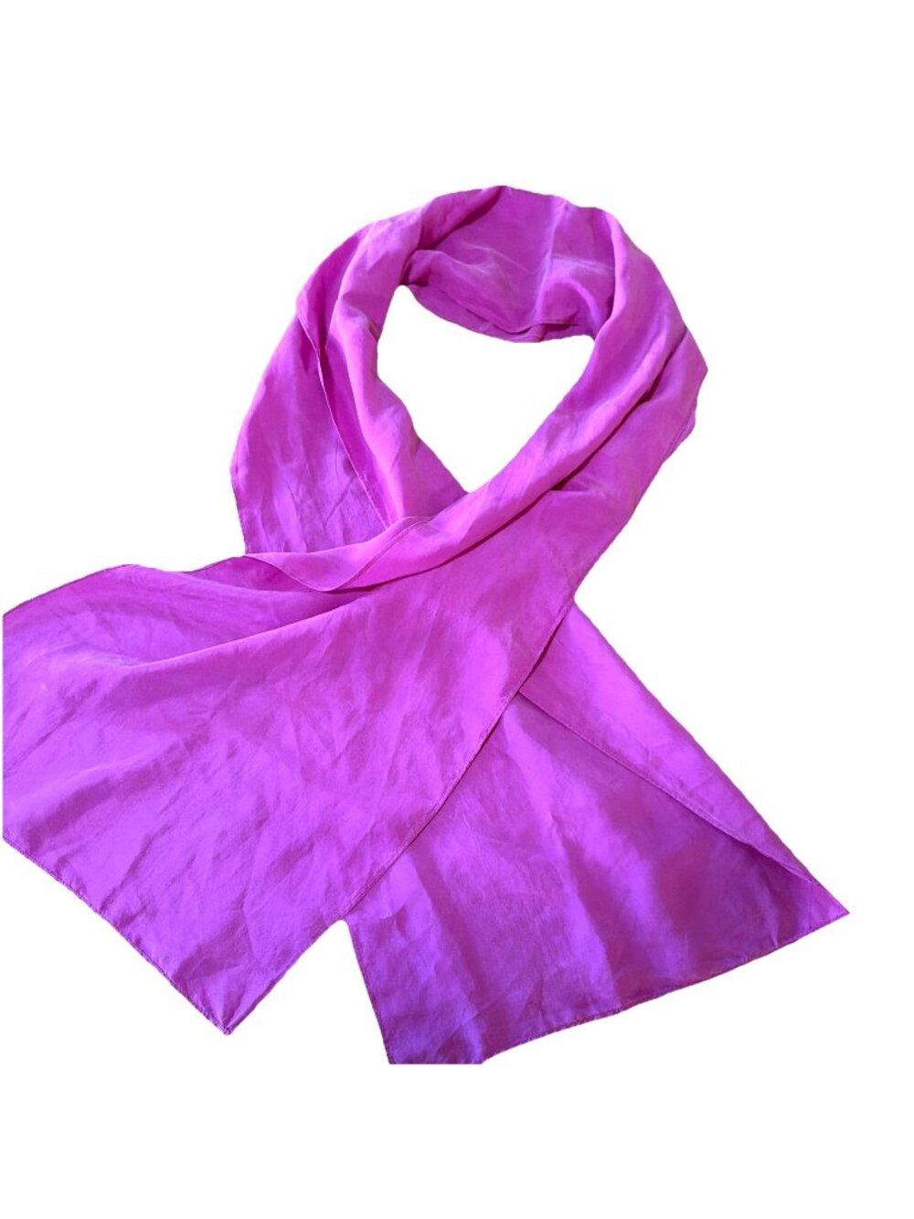 Vintage Vibrant Pink Silk Solid Rectangle Bright Boho Neck Scarf Elegant